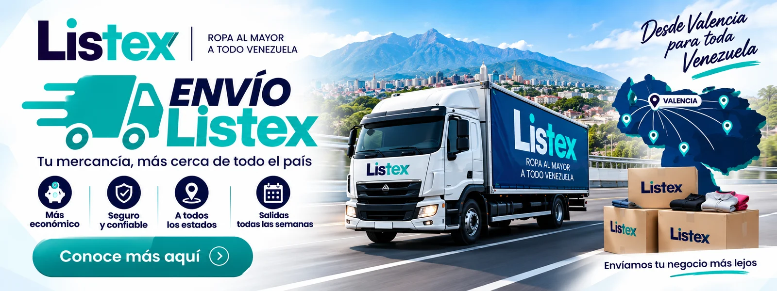Envío Listex: ropa al mayor a todo Venezuela desde Valencia, con tarifa fija por monto de compra